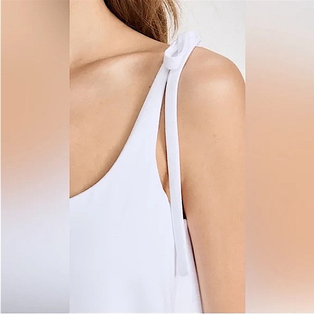 NWT Revolve X Susana Monaco Tie Strap Flare Mini Dress Color Sugar White Medium - Picture 5 of 13